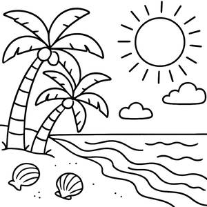 Sunny Beach Coloring Page