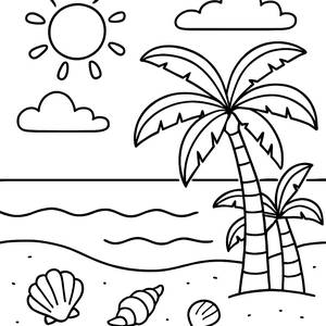 Sunny Beach Coloring Page