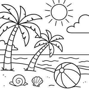 Sonniger Strand Malvorlage