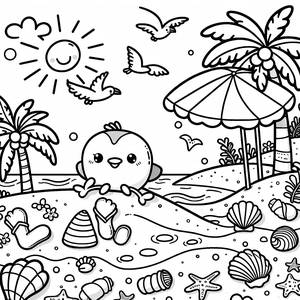 Sunny Beach Coloring Page