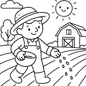 Sunny Farmer Coloring Page