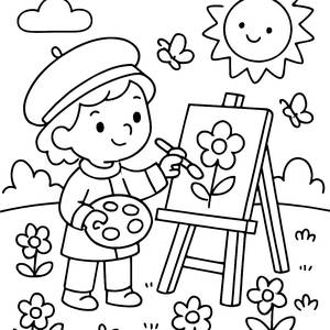 Sunny Park Artist Coloring Page