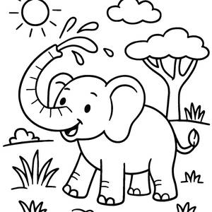 Sunny Savanna Elephant Coloring Page
