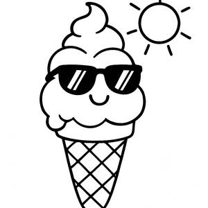 Sunny Smiles Ice Cream Cone Coloring Page