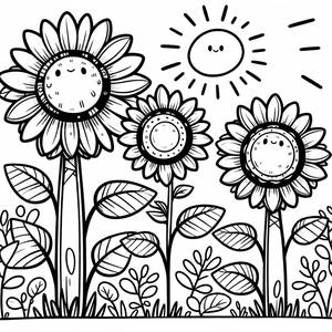 Page à Colorier de Tournesols Ensoleillés