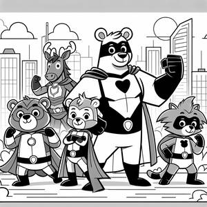 Pagina da Colorare dei Supereroi Animali