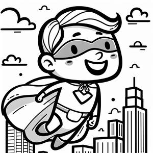 Superheld Malvorlage: Über der Stadt Fliegen!