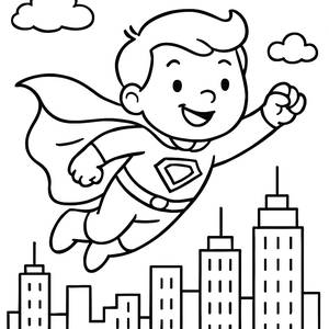 Superheld Malvorlage: Über die Stadt Fliegen!