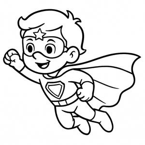 Pagina da Colorare Supereroe nel Cielo