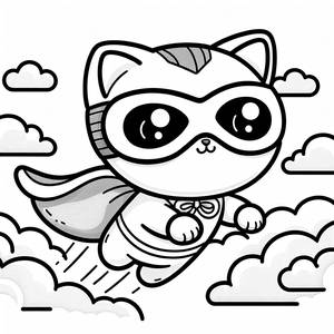 Pagina da Colorare di Gattino Supereroe