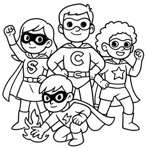 Superhelden-Team Ausmalbild