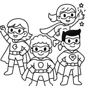 Superheroes Unite Coloring Page