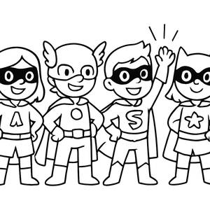 Superheroes Unite: Printable Coloring Page