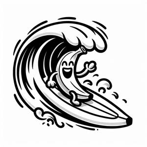 Page à Colorier de Banane Surfeuse