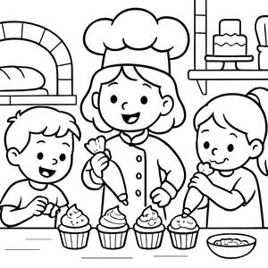 Pagina da Colorare di Dolce Divertimento in Pasticceria