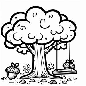 Pagina da Colorare dell'Ontano con Altalena