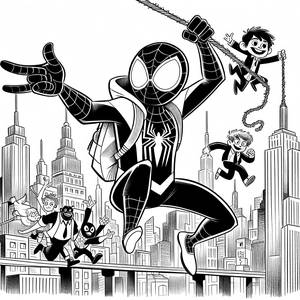 Pagina da Colorare di Spider-Man in Movimento