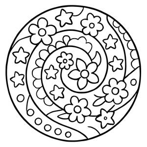 Wirbelndes Mandala Malvorlage für Kinder