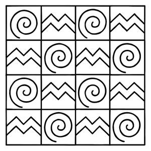Página para Colorir com Espirais e Linhas Ziguezagueantes