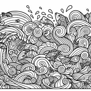 Swirling Waves Coloring Page