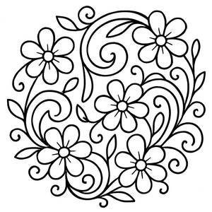 Pagina da Colorare di Fiori Zen Vorticosi