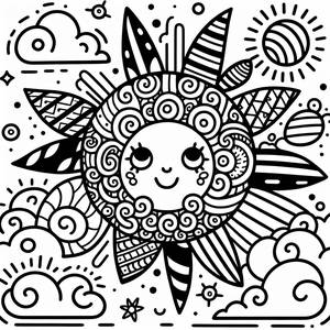 Página para Colorear del Sol Zentangle Enredado