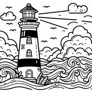 Рисунок для Раскраски Высокого Маяка