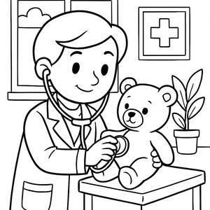 Teddy Bear Doctor Coloring Page
