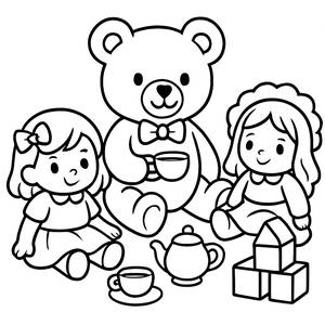 Teddy Bear Tea Party Coloring Page