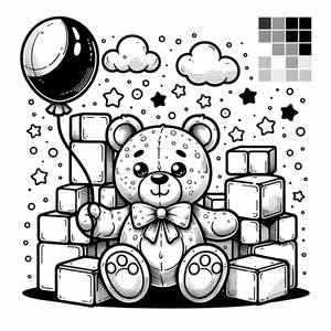 Page à Colorier Ours en Peluche avec Ballon