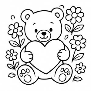 Teddy Bear with Heart Coloring Page