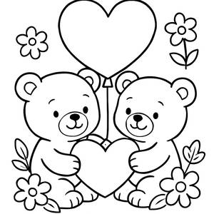 Liebende Teddybären: Kostenlose Malvorlage