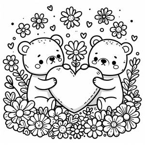 Teddy Bears Love: Valentine's Day Coloring Page