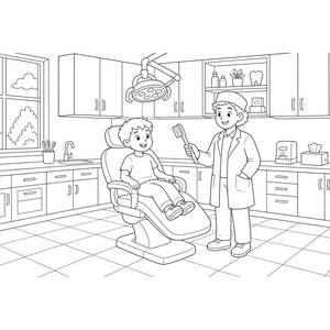 Dentist Visit Coloring Page