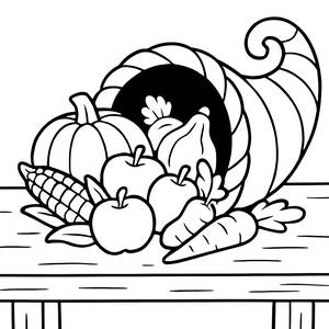 Ausmalbild der Erntedank-Cornucopia