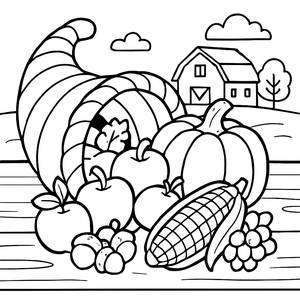 Pagina da Colorare della Cornucopia di Ringraziamento