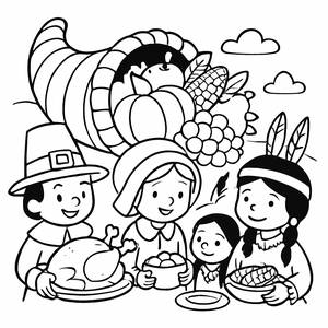 Thanksgiving Feast Coloring Page