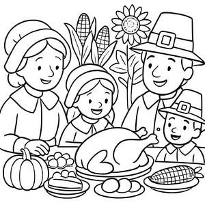 Thanksgiving Feast Coloring Page