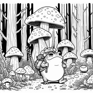 Toads Abenteuer im Pilzwald Malvorlage
