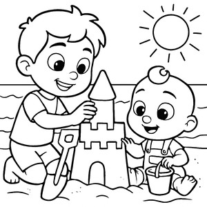 TomTom and YoYo's Beach Sandcastle Coloring Page
