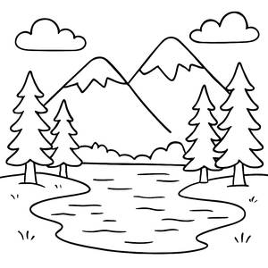 Tranquil Lake Coloring Page