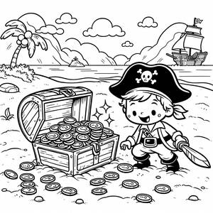 Pagina da Colorare del Pirata alla Ricerca del Tesoro
