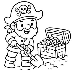 Treasure Hunting Pirate Coloring Page