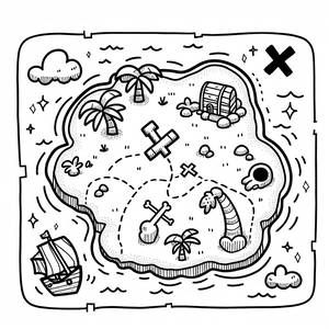 Treasure Island Coloring Page: X Marks the Spot!