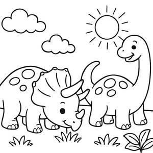 Triceratops & Brontosaurus Coloring Page