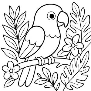 Page à Colorier de Perroquet Tropical