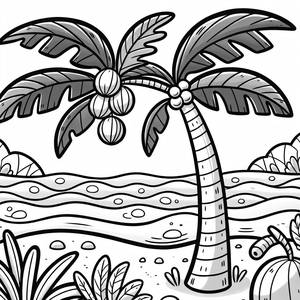 Pagina da Colorare di Palma Tropicale