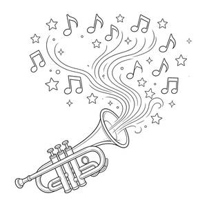 Tromba e note musicali da colorare