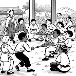 Tug-of-War Fun Coloring Page