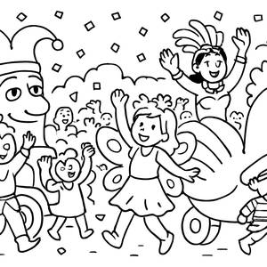 Bunte Karnevalsparade Ausmalbild